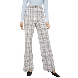 Aritzia Wilfred Francesca High Rise Wide Leg Pant Grey & White Plaid Sz 2